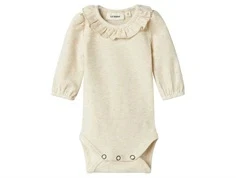 Råhvid rib body med flæsekrave fra Lil Atelier 13240334 turtledove melange